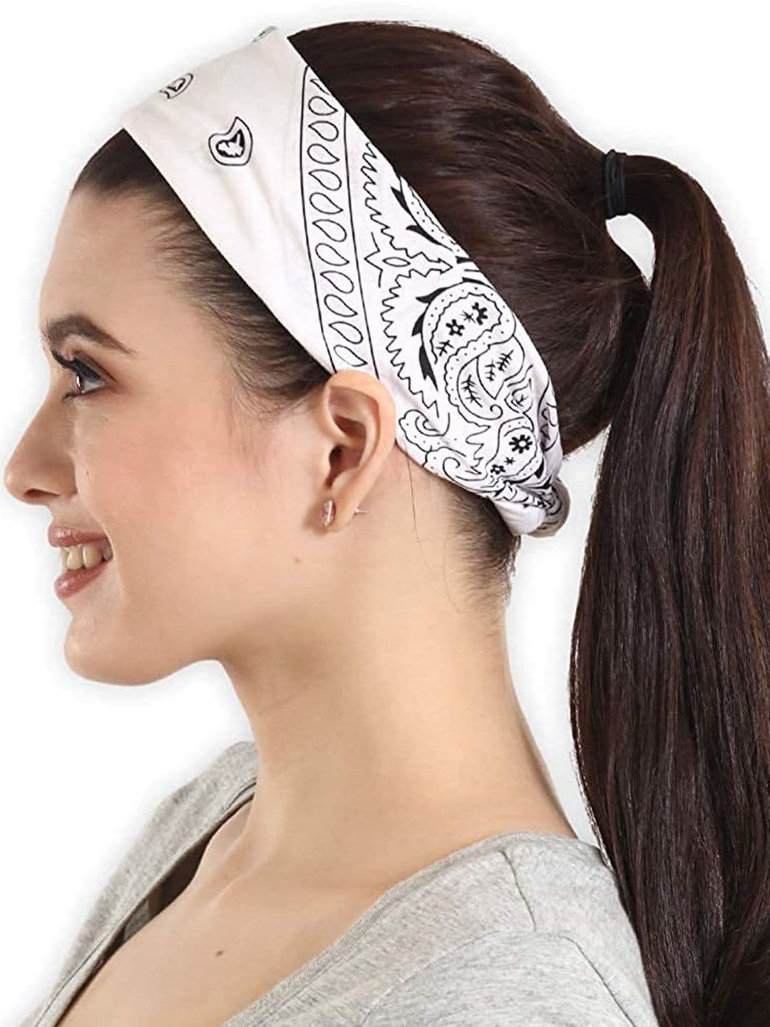 Navkar Crafts Unisex Pack of 2 Blue & White Bandana Headband - view 1