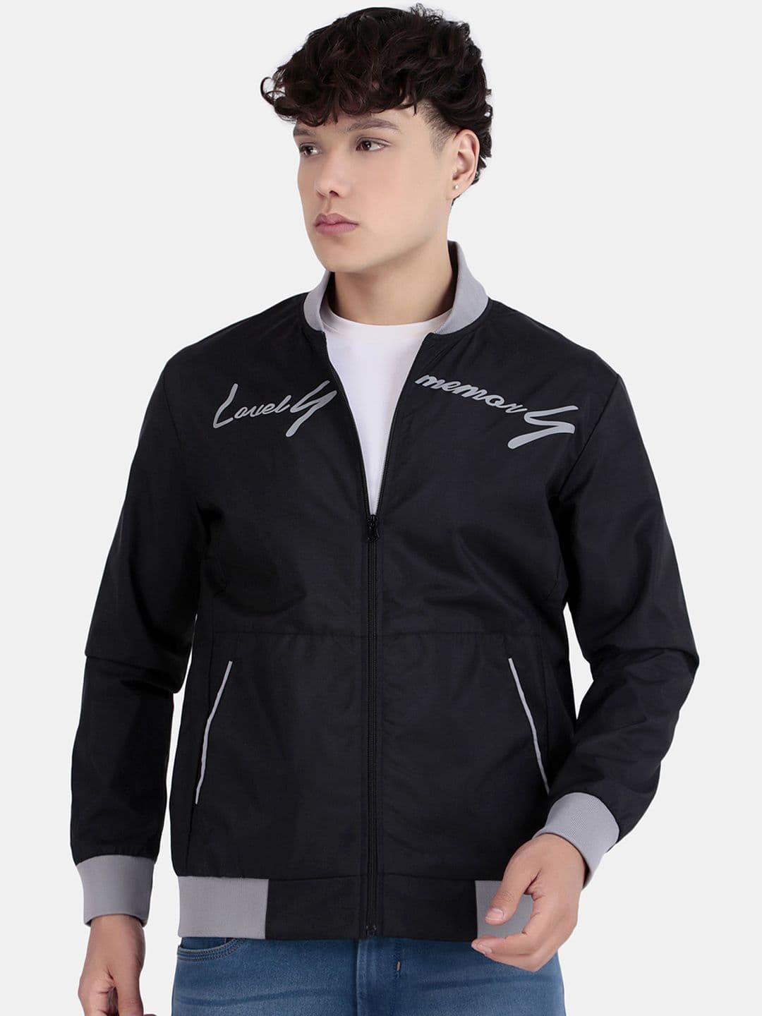 Mast & Harbour Men Collarless Graphic Printed Bomber Jacket - view 1