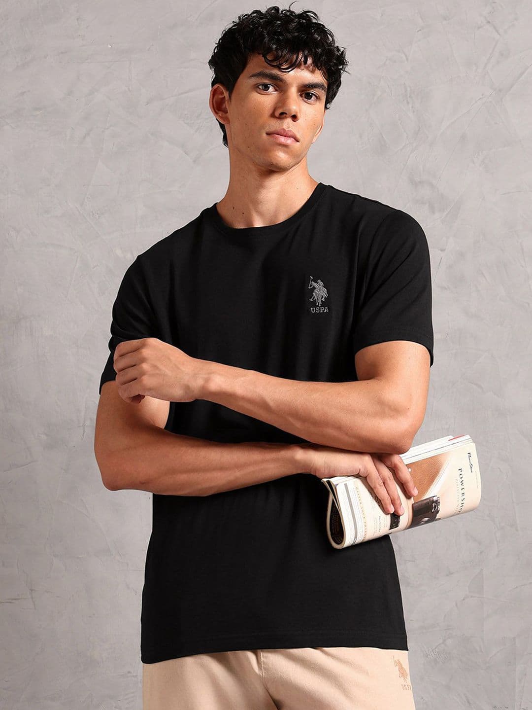 U.S. Polo Assn. Men Pure Cotton Round Neck Moisture-Wicking Lounge Tshirt - view 1