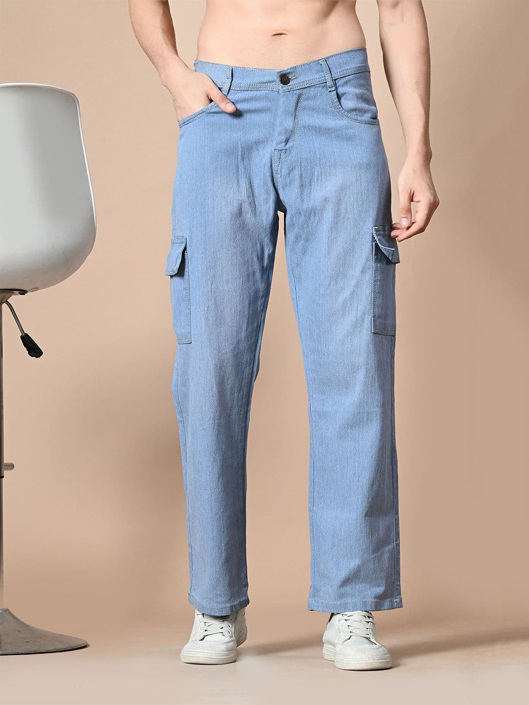 MaverIQ Men Classic Relaxed Fit Mid-Rise Stretchable Cargo Styles Jeans - view 1