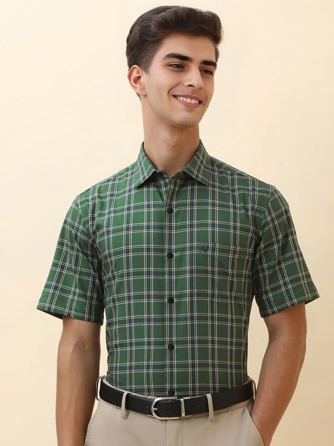 Allen Solly Men Checked Spread Collar Pure Cotton Formal Shirt - view 1