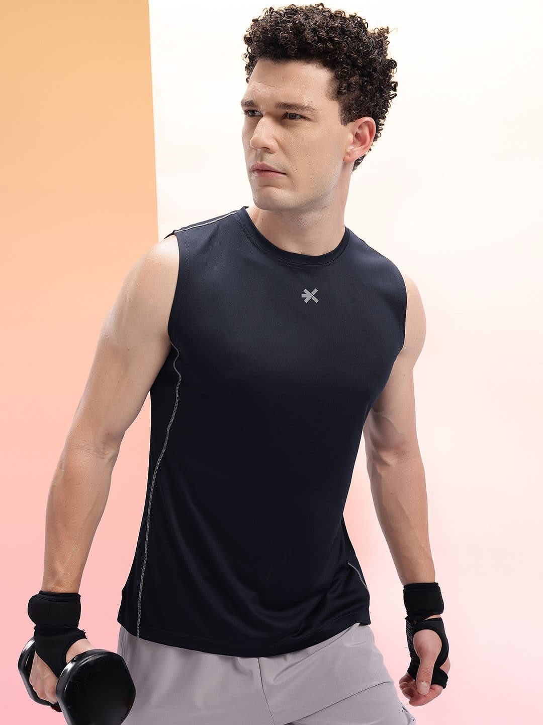 HRX by Hrithik Roshan Contrast Stitch Detail Sleeveless Rapid-Dry Training T-shirt - view 1