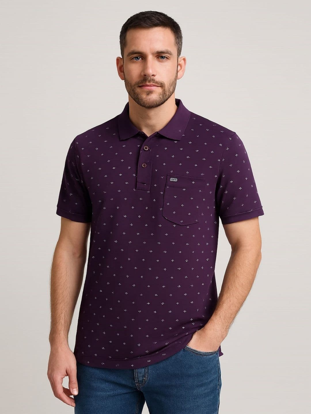 SANDPIPER Conversational Polo Collar Cotton Relaxed Fit T-shirt - view 1