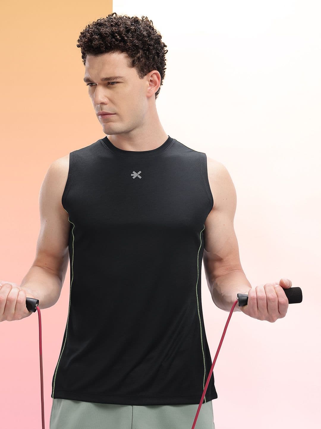 HRX by Hrithik Roshan Contrast Stitch Sleeveless Rapid-Dry Training T-shirt - view 1