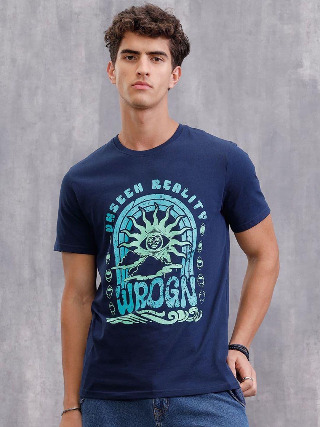 WROGN Men Graphic Printed Round Neck Cotton T-shirt - view 1