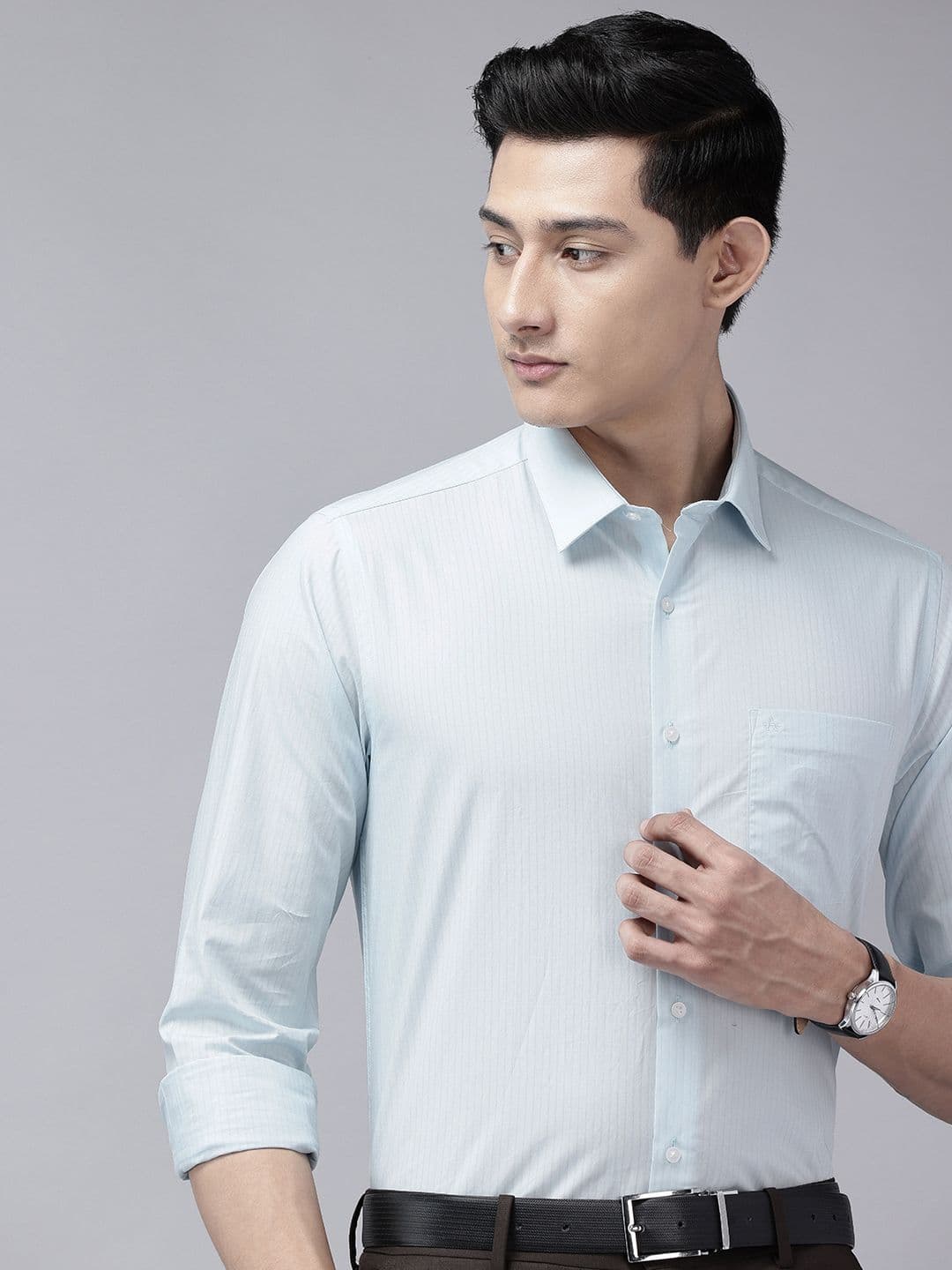 Arrow Manhattan Slim Fit Vertical Striped Pure Cotton Formal Shirt - view 1