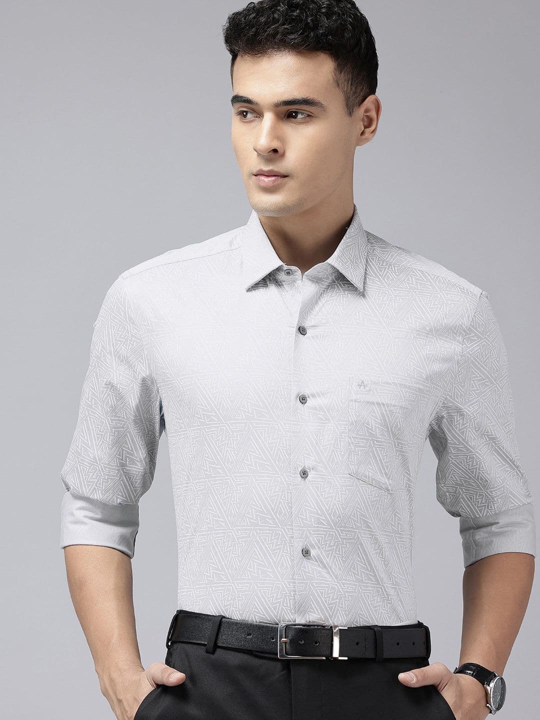 Arrow Manhattan Slim Fit Geometric Printed Pure Cotton Formal Shirt - view 1