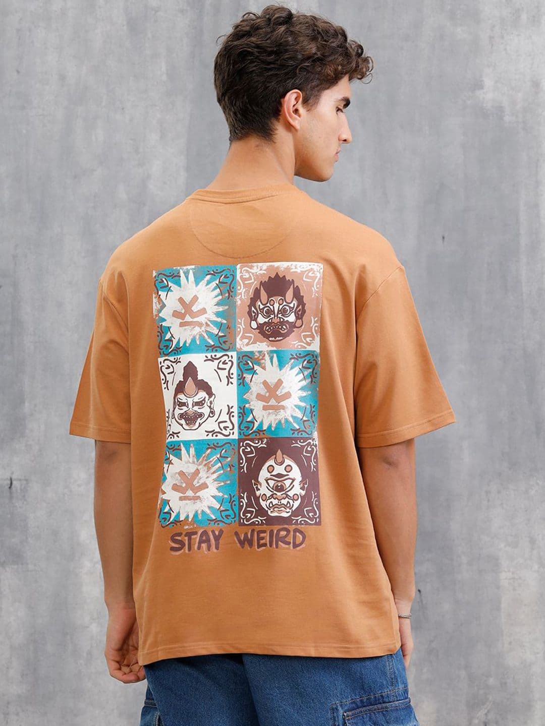 WROGN Men Graphic Printed Round Neck Cotton Oversized T-shirt - view 1