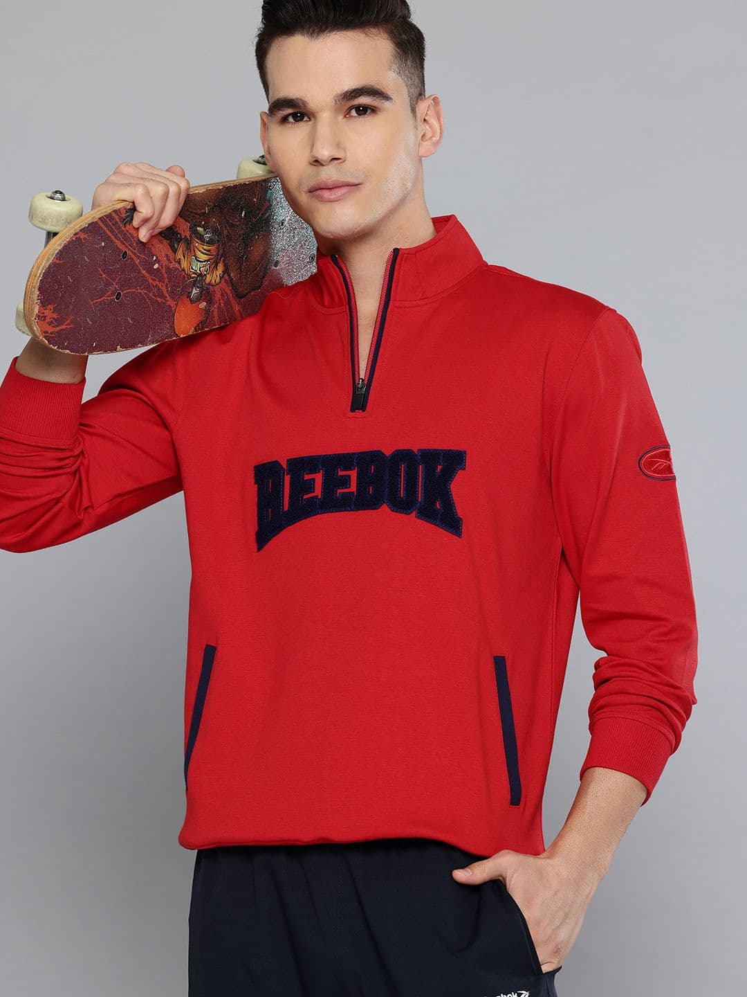 Reebok Brand Logo Applique Detail Mock Collar Sweatshirt - view 1