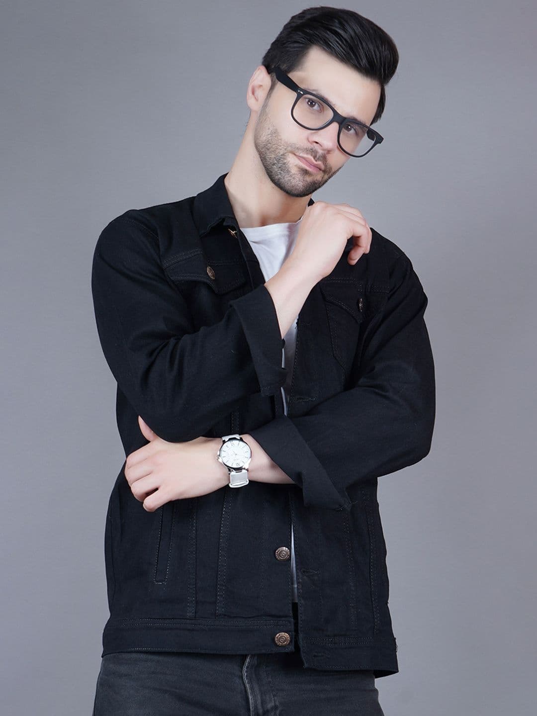 Moda Rapido Lapel Collar Denim Jacket - view 1