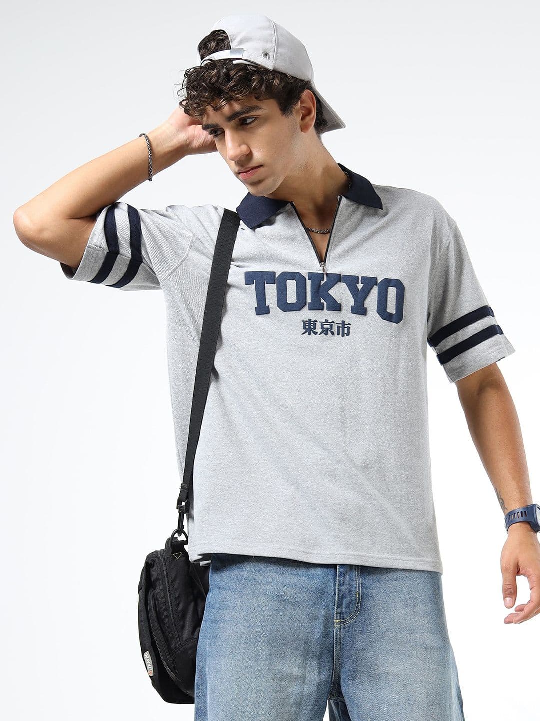 glitchez Men Typography Printed Polo Collar Relaxed Fit T-shirt - view 1
