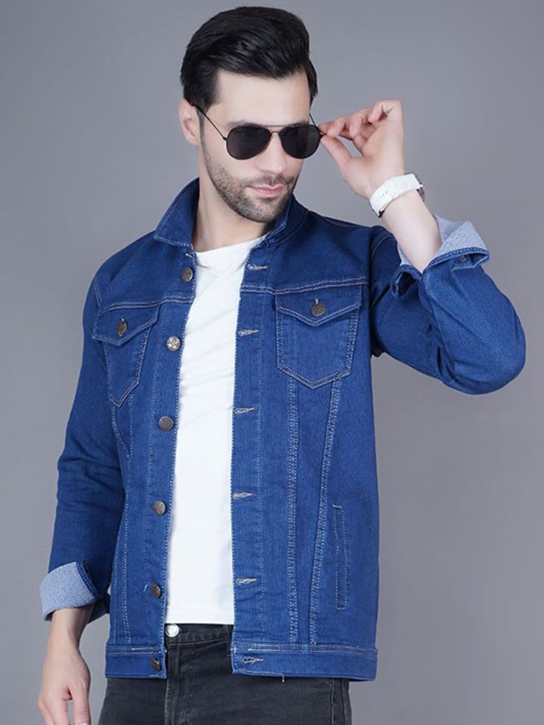 Moda Rapido Spread Collar Denim Jacket - view 1