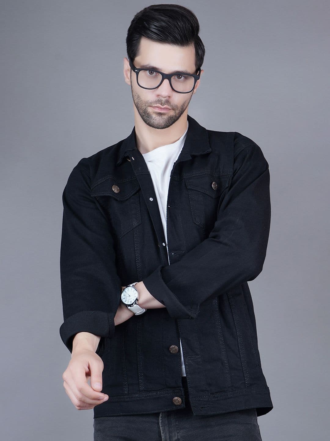 Moda Rapido Men Spread Collar Solid Denim Jacket - view 1