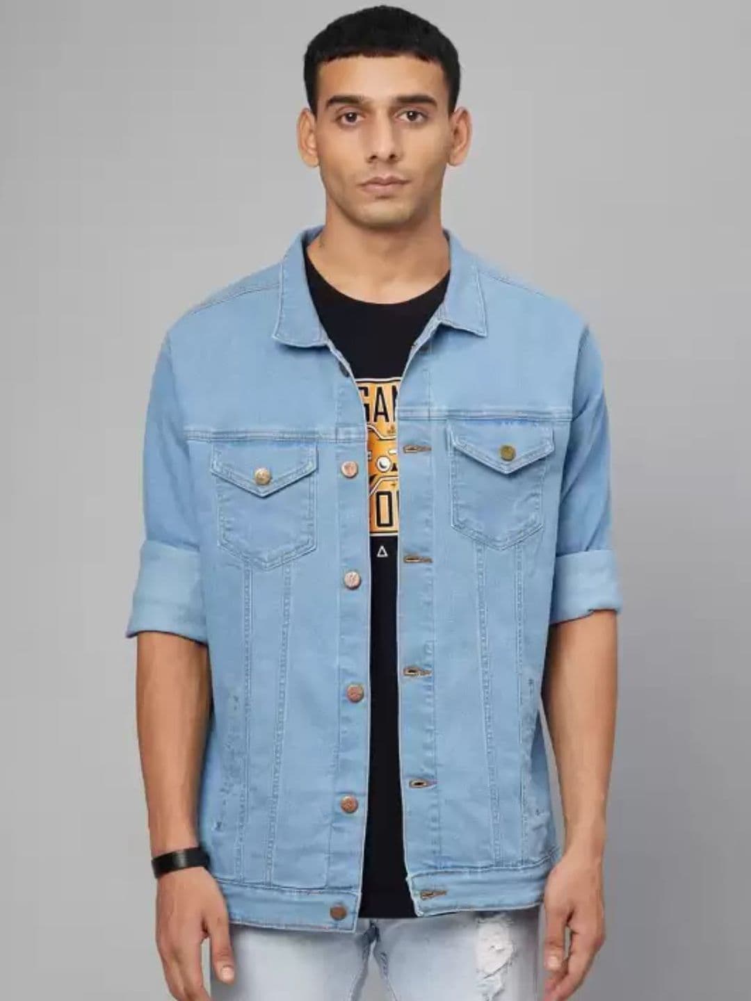 Moda Rapido Spread Collar Denim Jacket - view 1