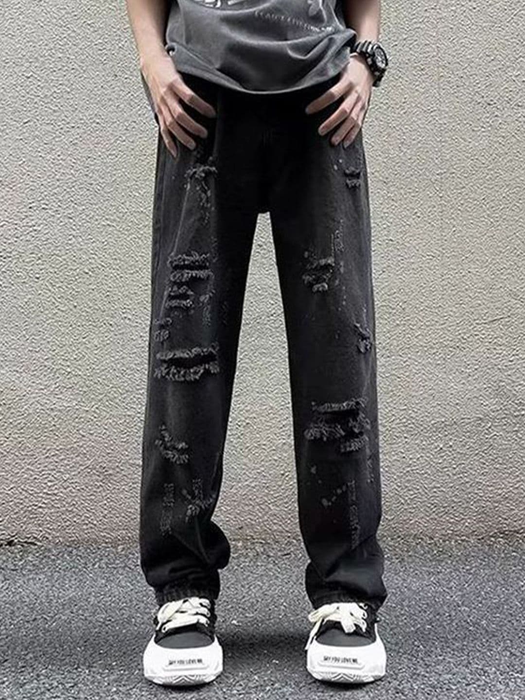 StyleCast x Revolte Men Straight Fit Mid-Rise Highly Distressed Jeans - view 1