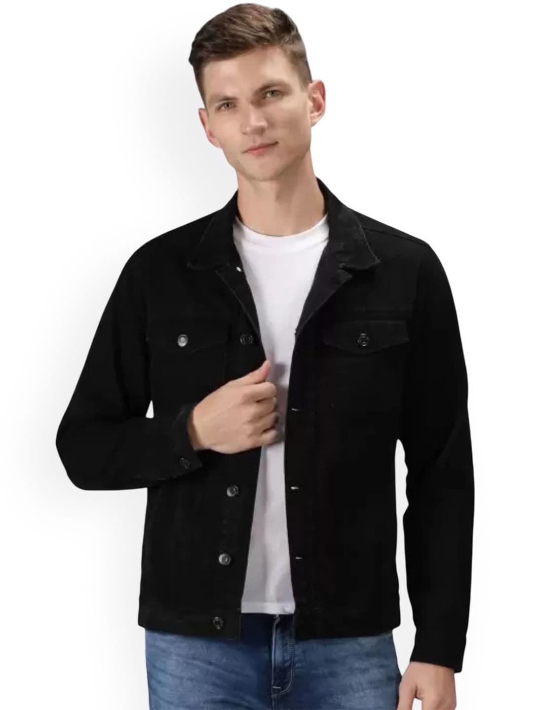 Moda Rapido Men Spread Collar Solid Denim Jacket - view 1