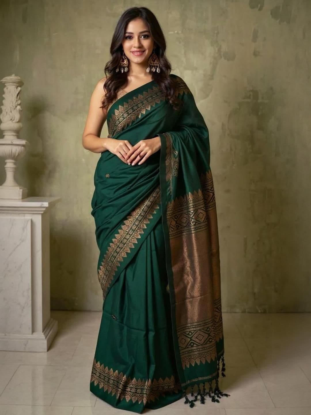 VILLE FASHION Women Woven Design Kanjeevaram Sarees - view 1