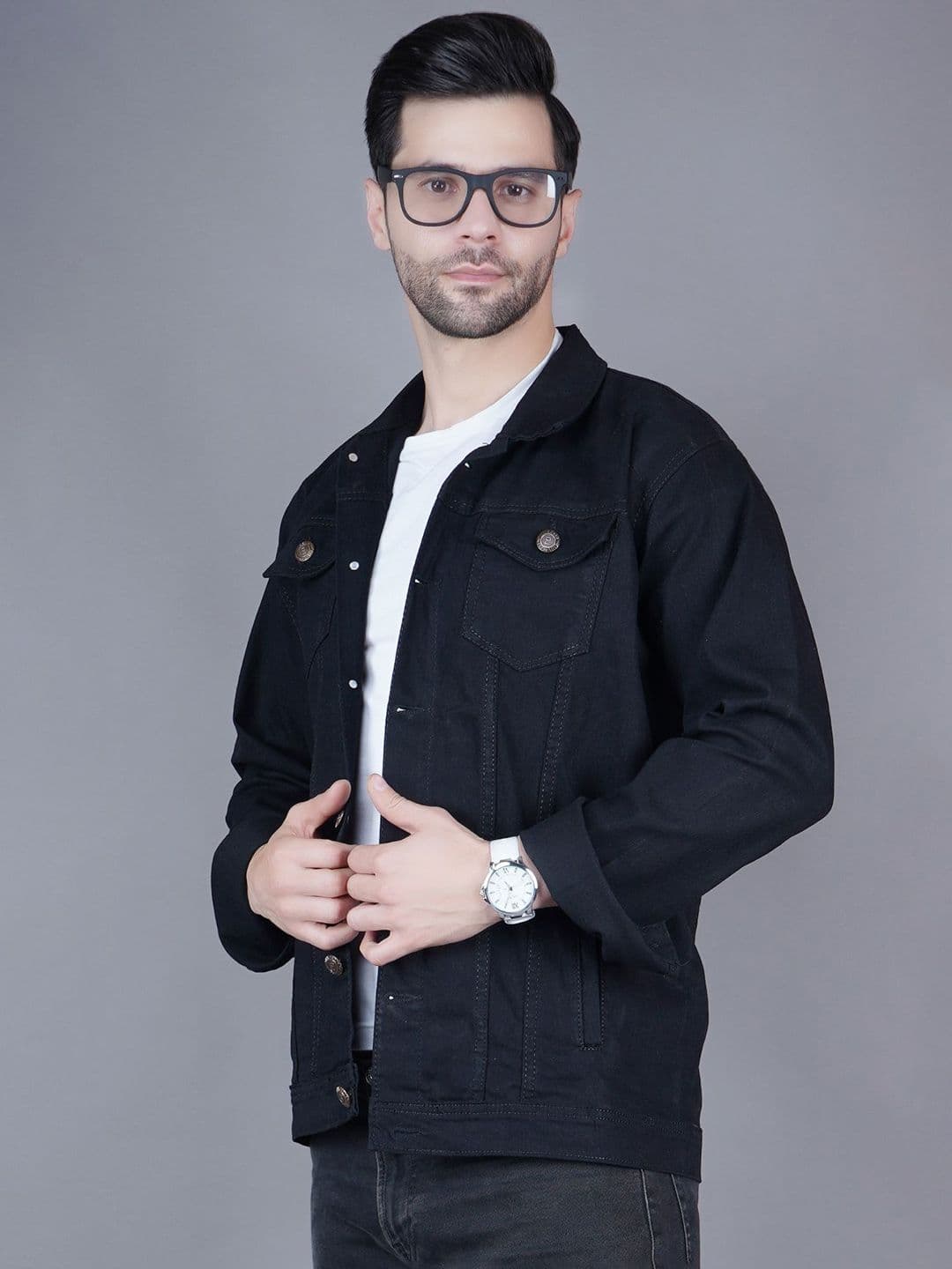 Moda Rapido Men Spread Collar Solid Denim Jacket - view 1