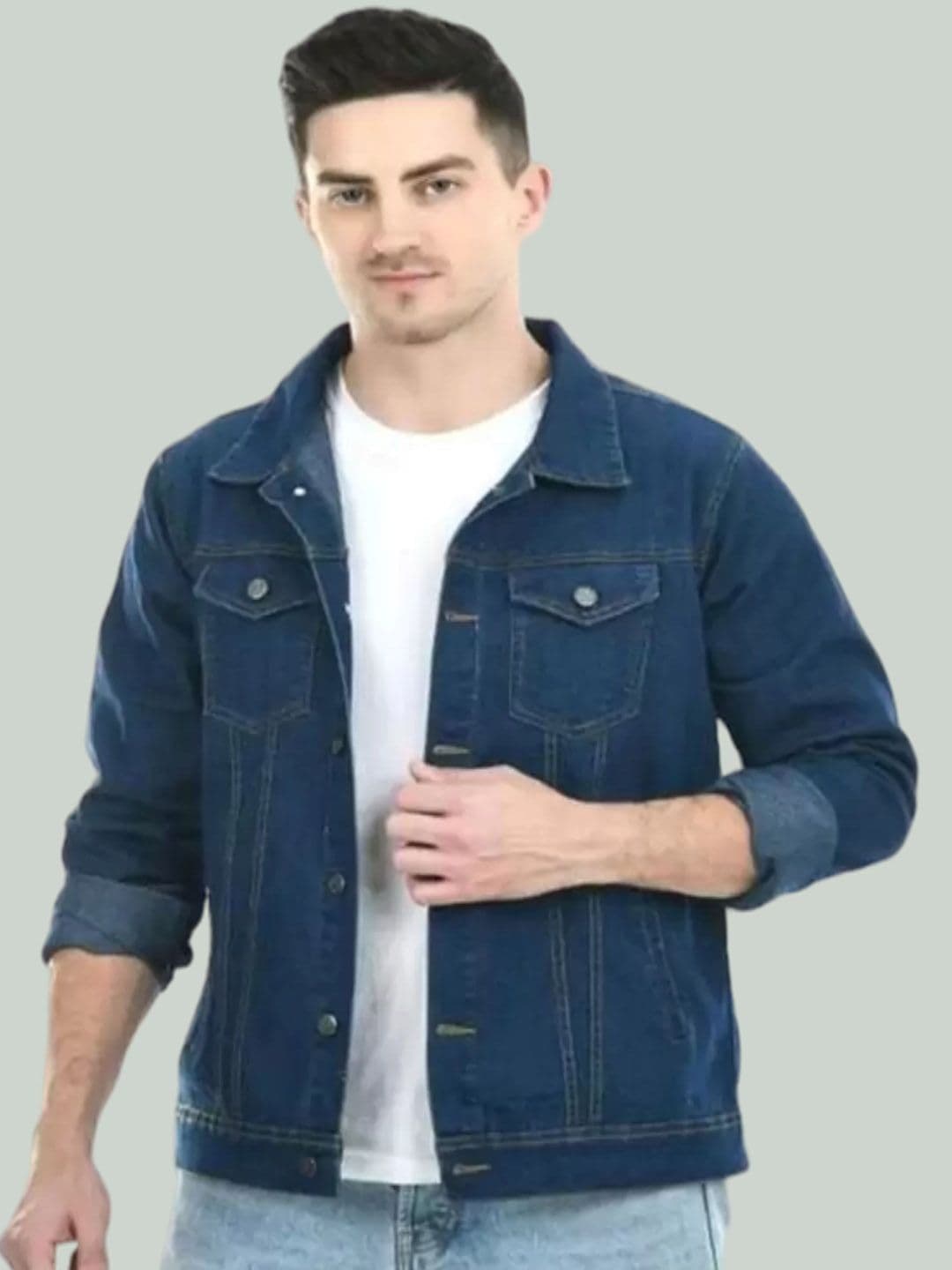 Moda Rapido Lapel Collar Denim Jacket - view 1