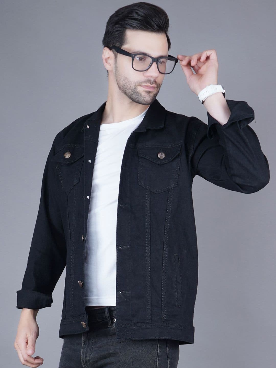 Moda Rapido Lapel Collar Denim Jacket - view 1