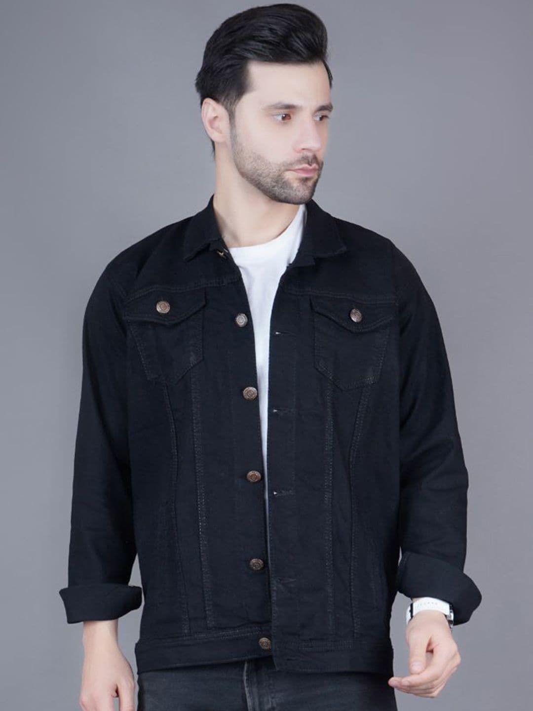 Moda Rapido Lapel Collar Denim Jacket - view 1