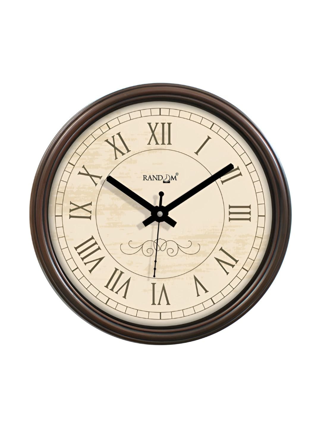 RANDOM Brown & White Printed Contemporary Analogue Wall Clock - view 1