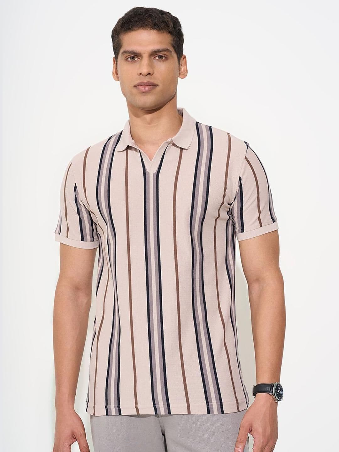 Peregrine by Pantaloons Striped Polo Collar T-shirt - view 1