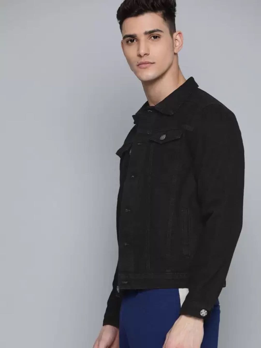 Moda Rapido Spread Collar Denim Jacket - view 1