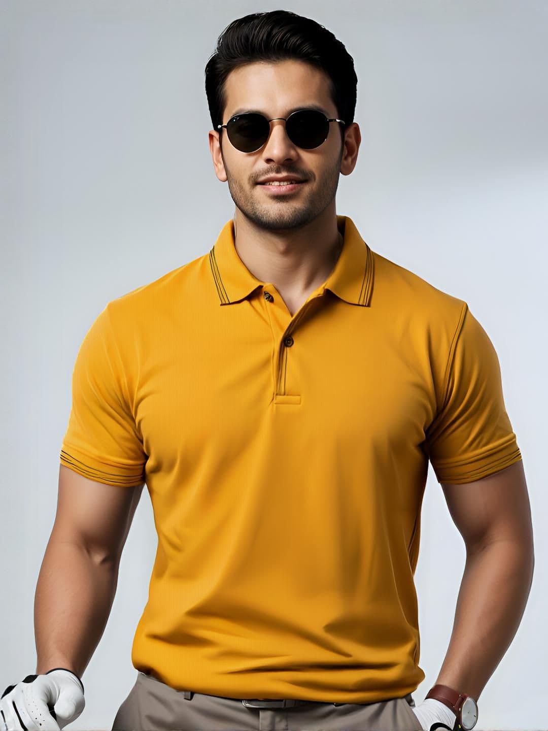 ADRO Men Mustard Cotton Tshirts - view 1