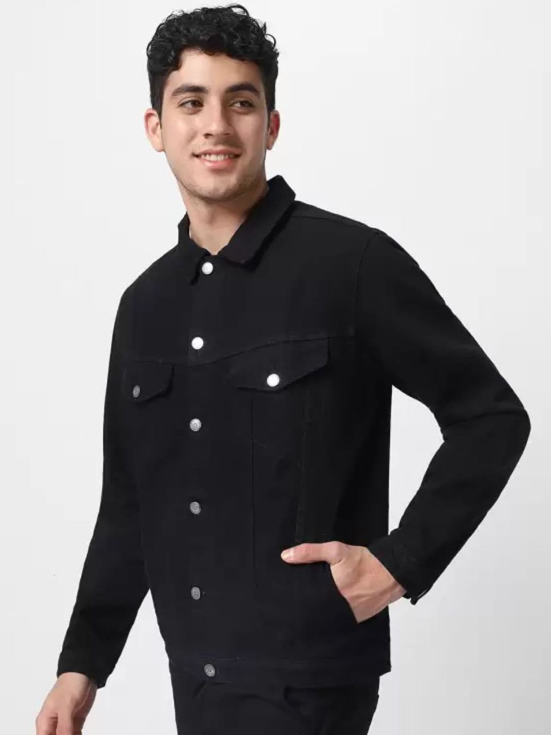 Moda Rapido Spread Collar Denim Jacket - view 1