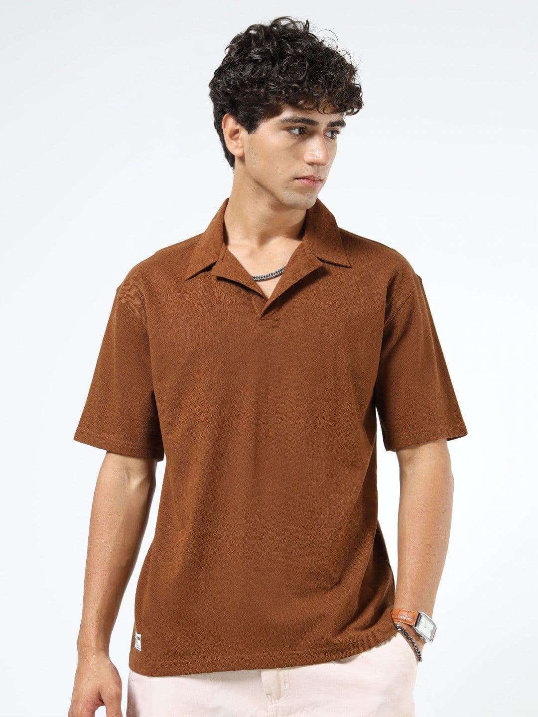glitchez Men Solid Polo Collar Relaxed Fit T-shirt - view 1