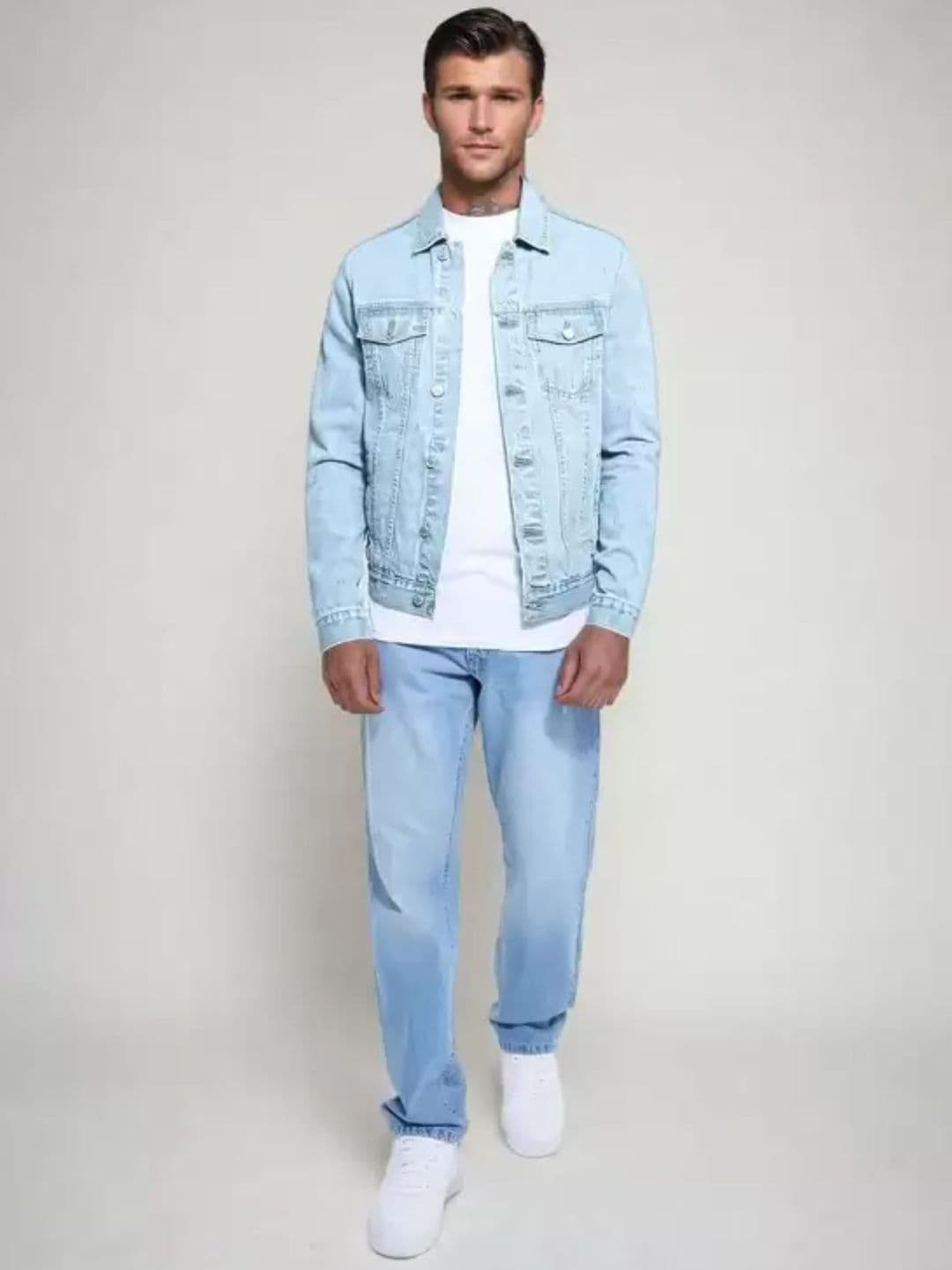 Moda Rapido Men Spread Collar Solid Lightweight Denim Jacket - view 1