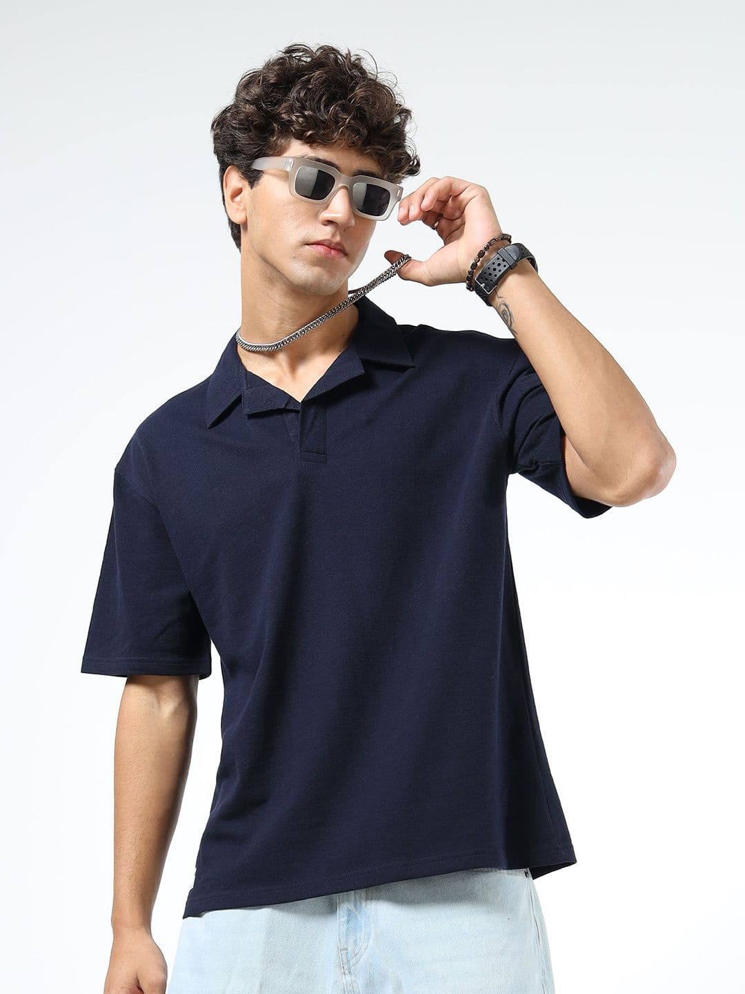 glitchez Men Solid Polo Collar Relaxed Fit T-shirt - view 1