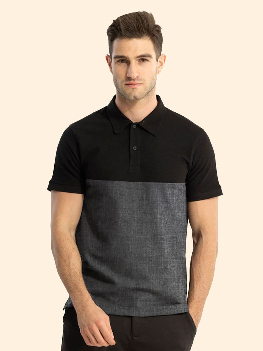 Leotude Men Colourblocked Polo Collar Regular Fit T-Shirt - view 1