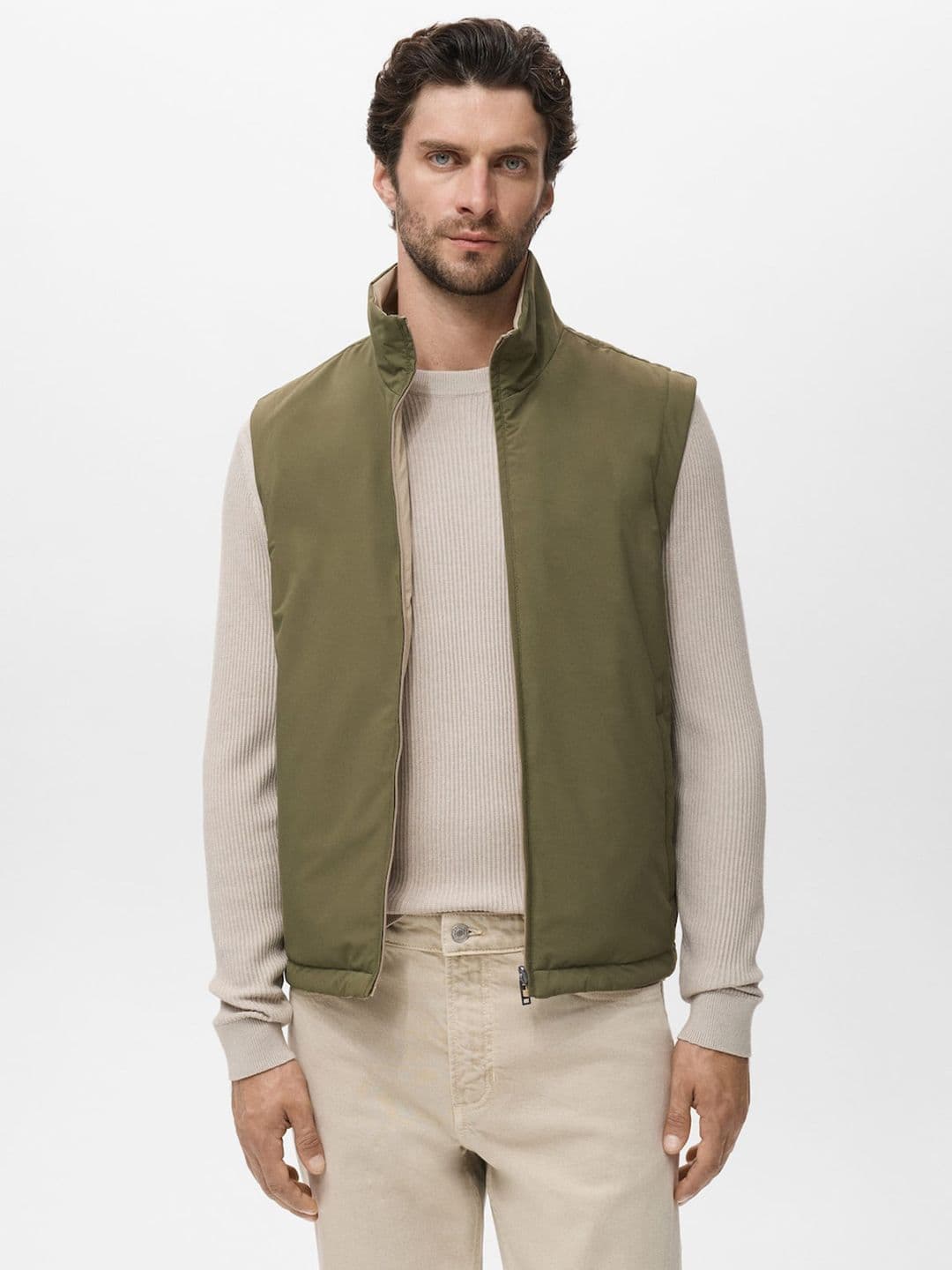 MANGO MAN Reversible Mock Collar Padded Jacket - view 1