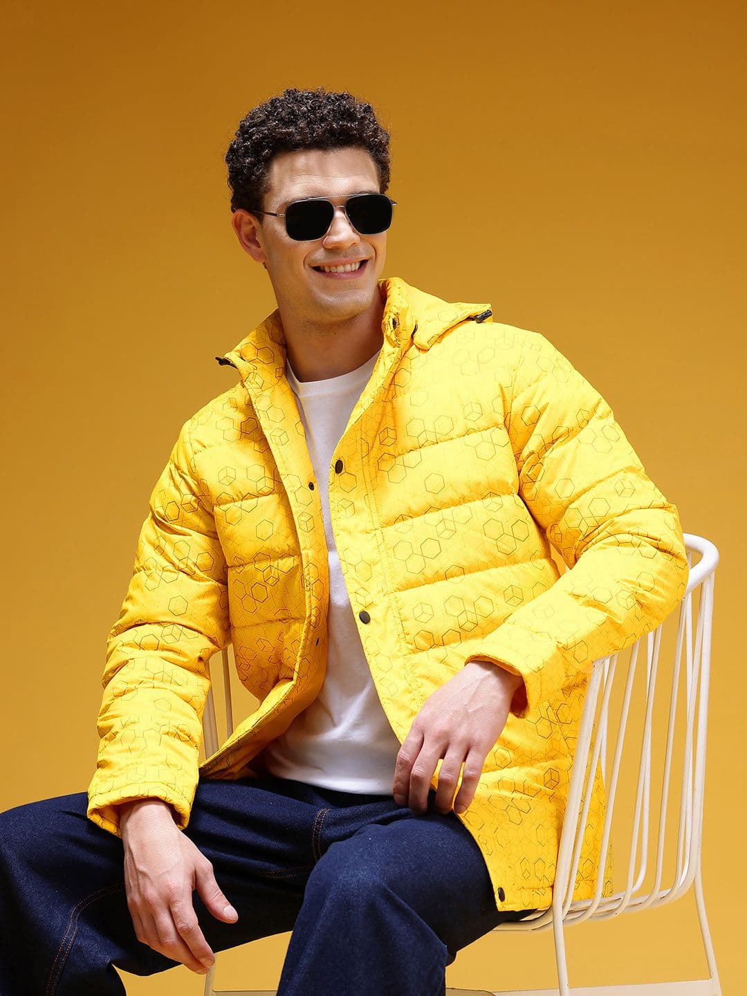 HERE&NOW Geometric Printed Hooded Padded Jacket - view 1