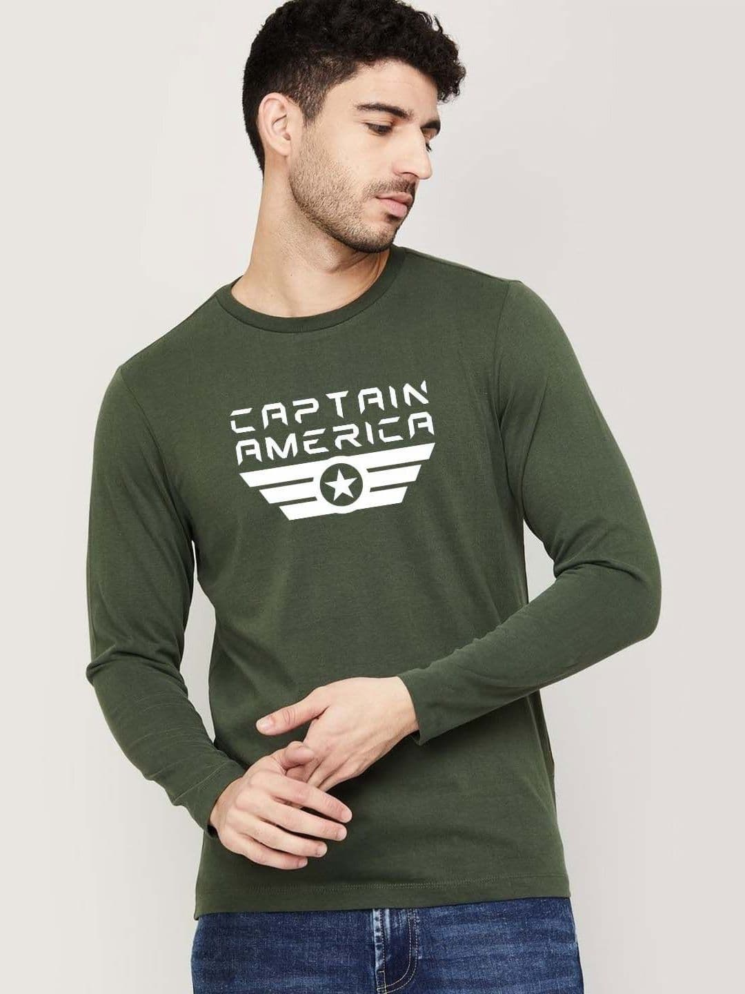 Organic Chics Men Captain America Bio Finish Graphic Printed Round Neck Cotton T-shirt - view 1