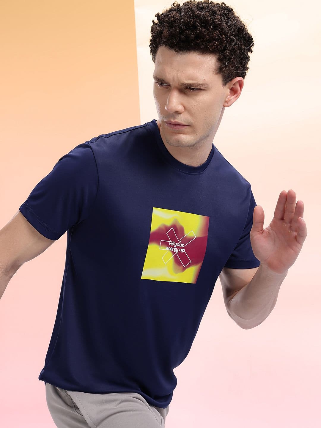 HRX by Hrithik Roshan Brand Logo Print Running T-shirt - view 1