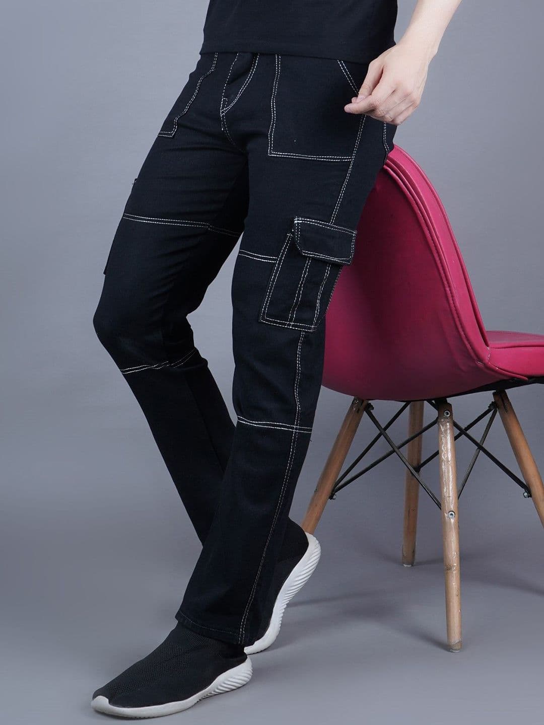 MaverIQ Men Classic Regular Fit Mid-Rise Stretchable Cargo Styles Jeans - view 1