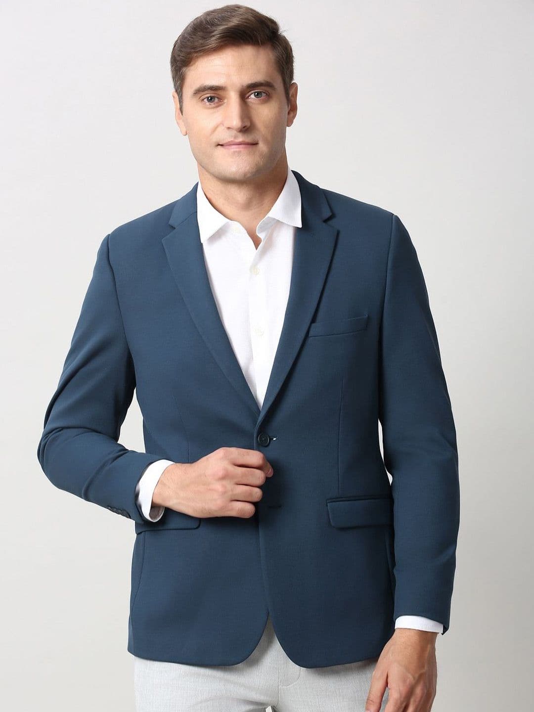 Peter England Elite Men Notched Lapel Single-Breasted Formal Blazer - view 1
