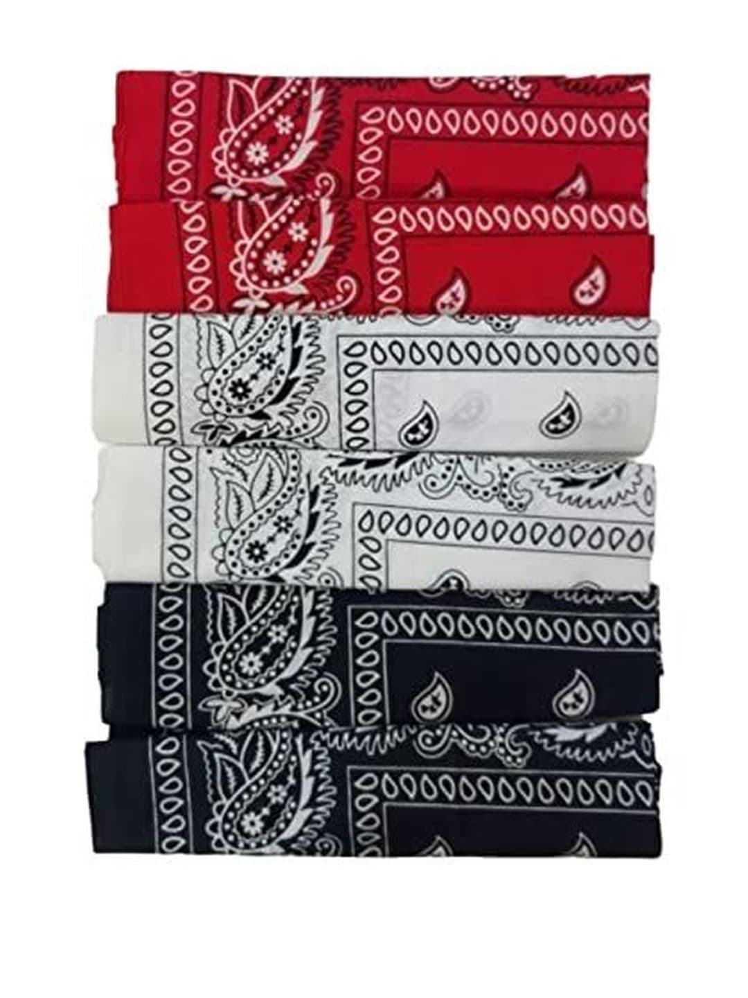 Navkar Crafts Unisex White Red & Black Pack of 6 Paisley Cotton Bandana Headband - view 1