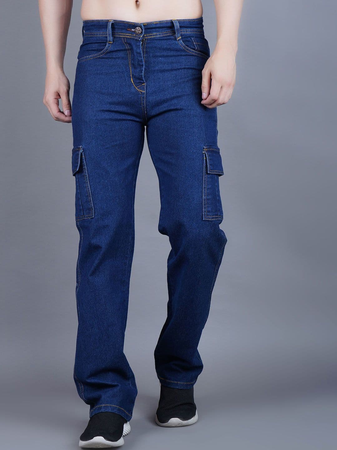 MaverIQ Men Classic Regular Fit Mid-Rise Stretchable Denim Cargo Jeans - view 1
