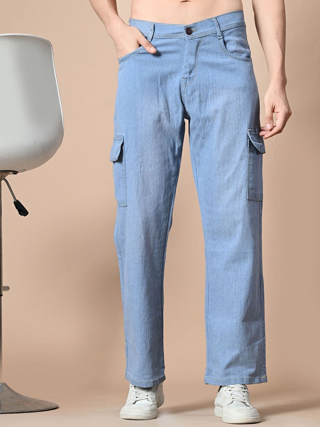 MaverIQ Men Classic Regular Fit Mid-Rise Stretchable Cargo Styles Jeans - view 1