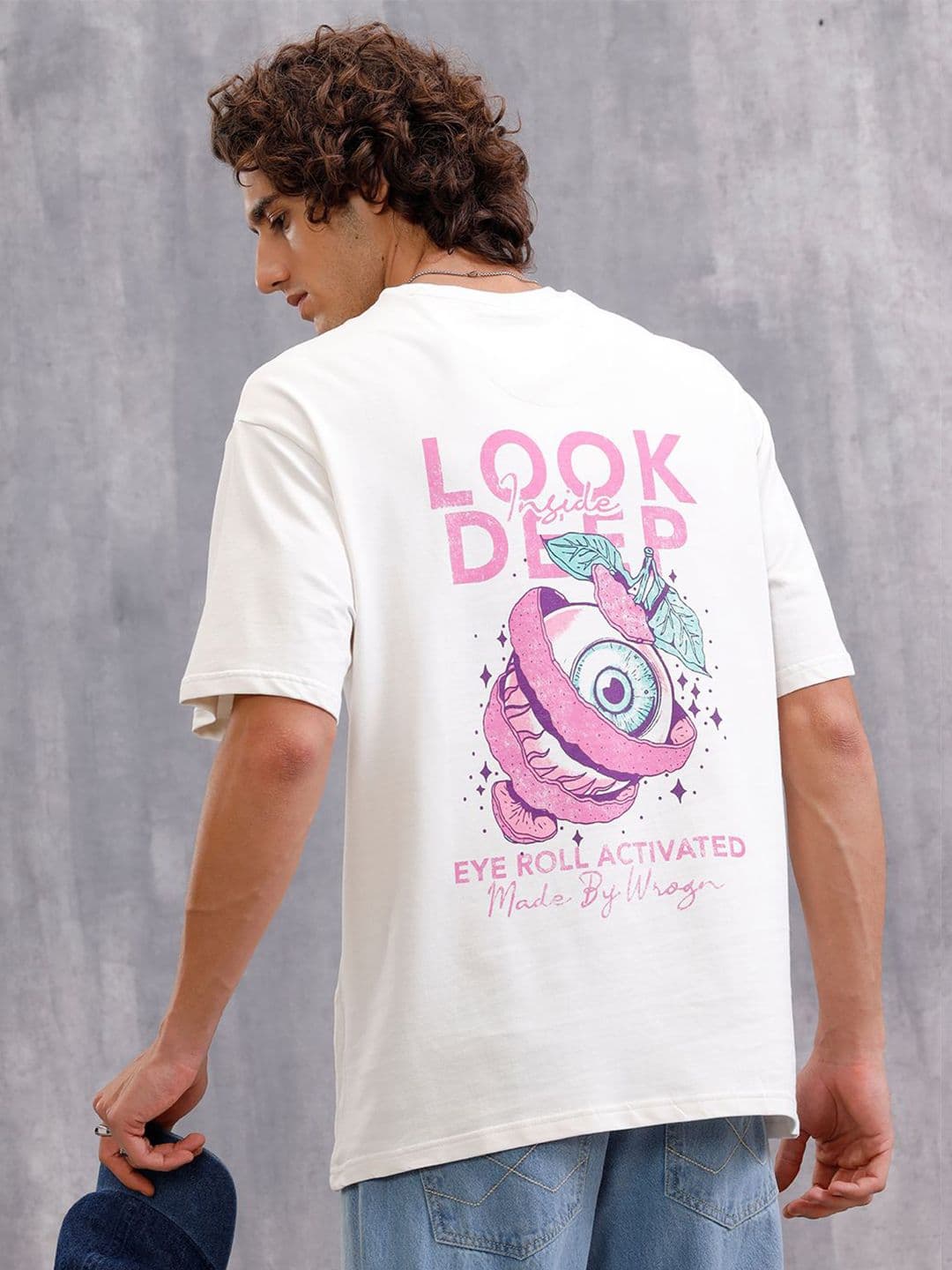 WROGN Graphic Printed Drop Shoulder Sleeves Pure Cotton Oversized T-Shirt - view 1