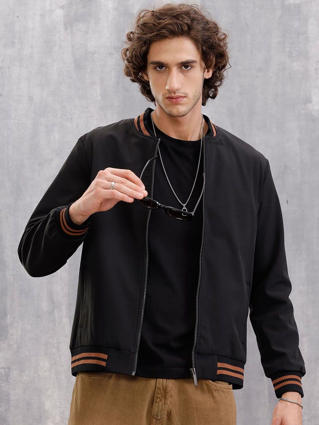 WROGN Men Stand Collar Solid Bomber Jacket - view 1