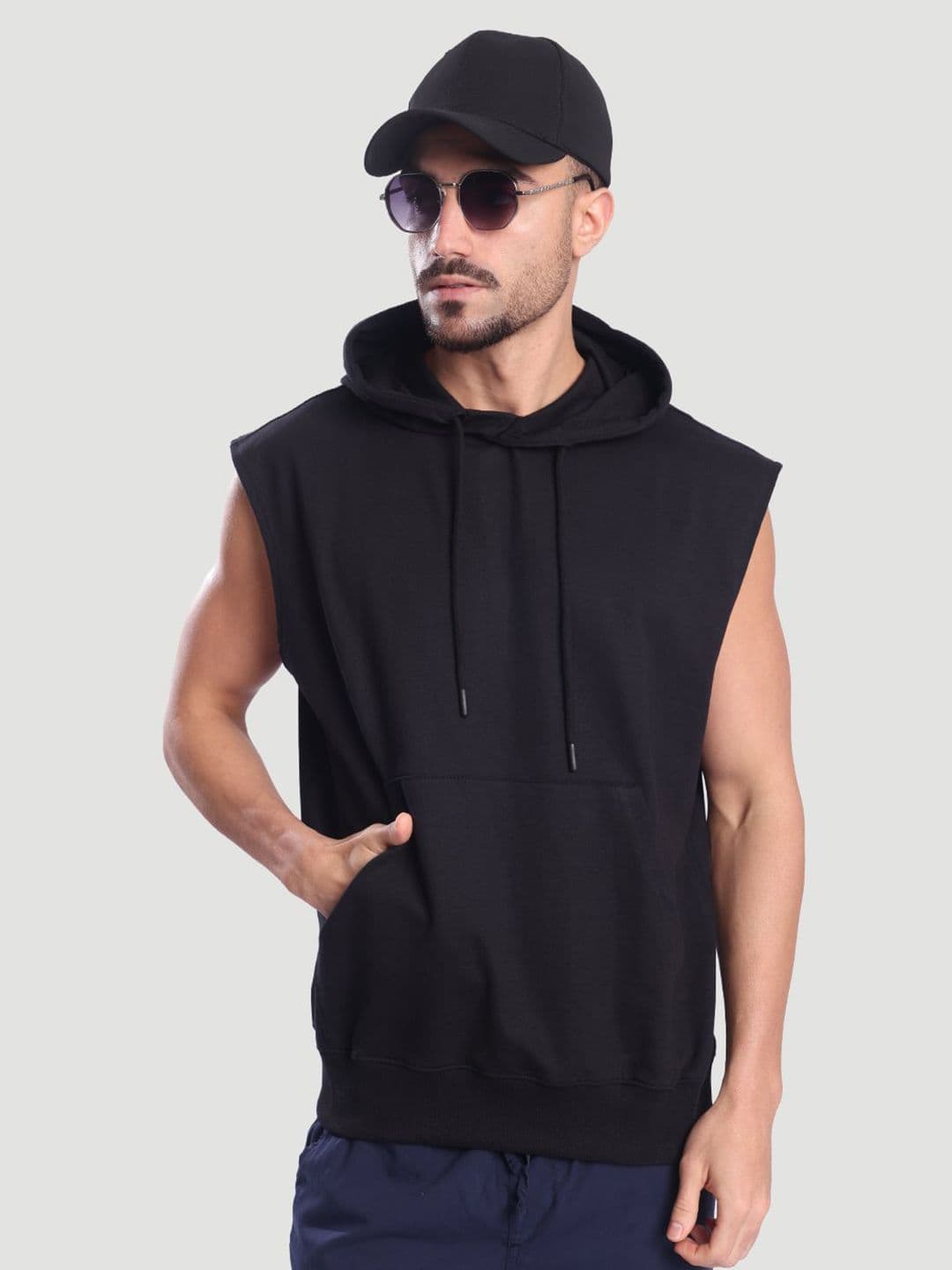 Bene Kleed Men Relaxed Fit Sleeveless Hoodie With Kangaroo pocket - view 1