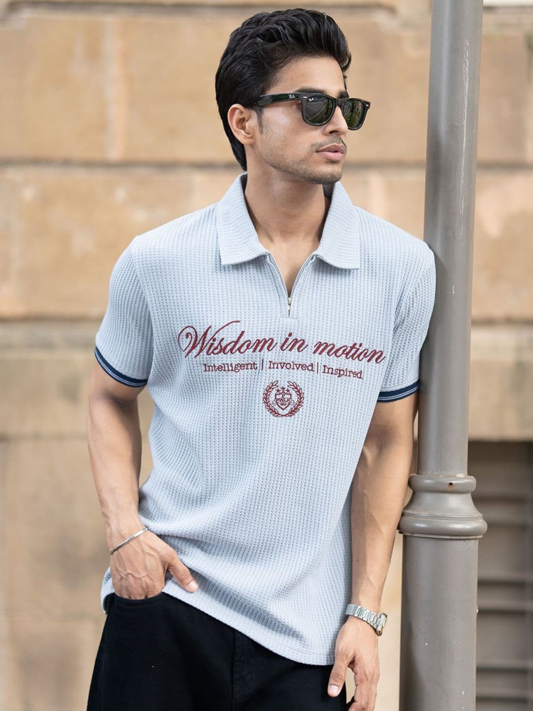 Powerlook SS25 Men Typography Printed Polo Collar T-shirt - view 1