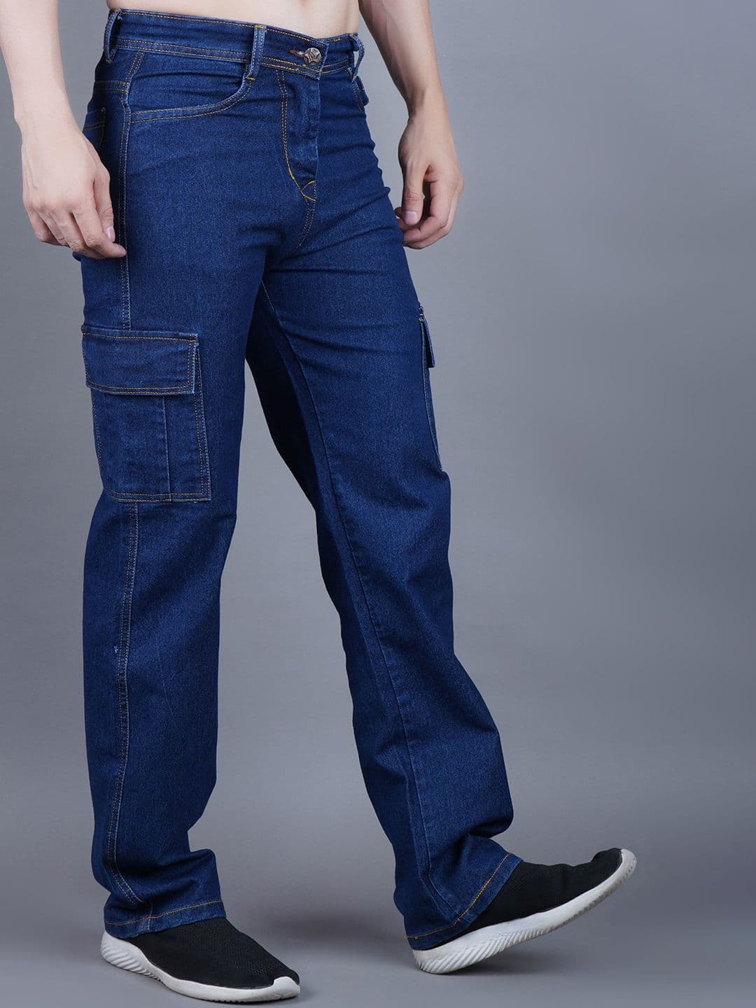 MaverIQ Men Baggy Fit Mid-Rise Stretchable Denim Cargo Jeans - view 1