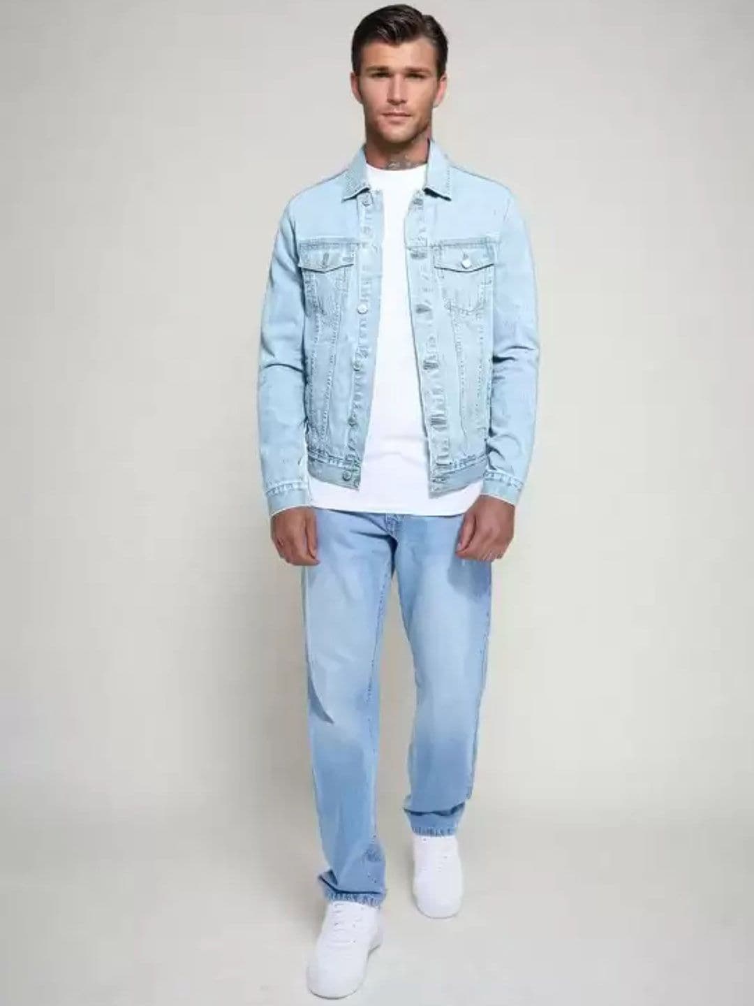 MaverIQ Men Spread Collar Solid Denim Jacket - view 1