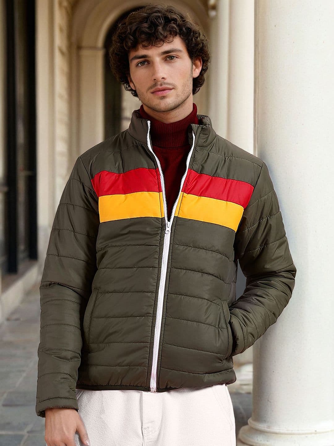 The Indian Garage Co Men Colourblock Regular Fit Puffer Jacket - view 1